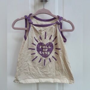 Okie Dokie 18M Girls Cream & Purple Full of Love Tank Top Blouse